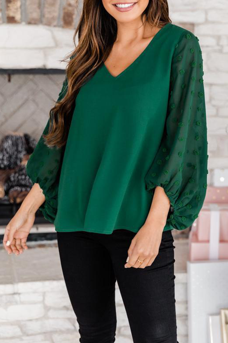 Casual Solid Split Joint V Neck Tops(6 Colors)