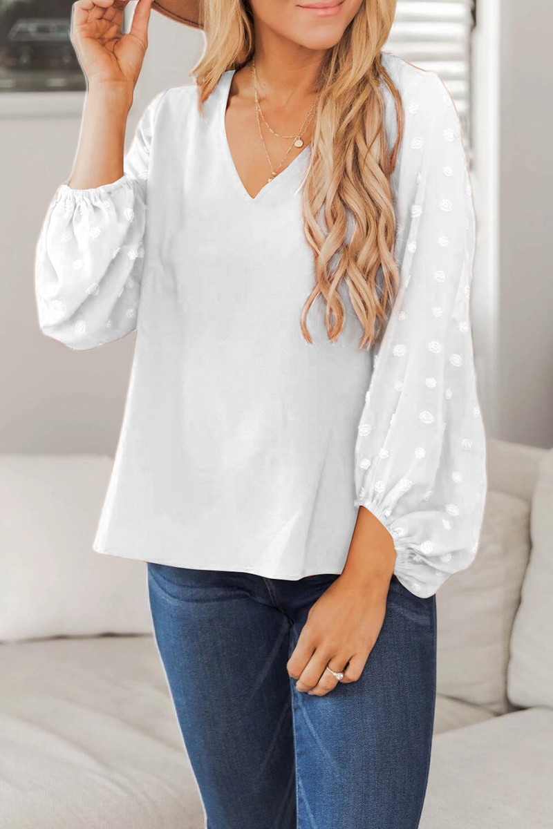 Casual Solid Split Joint V Neck Tops(6 Colors)