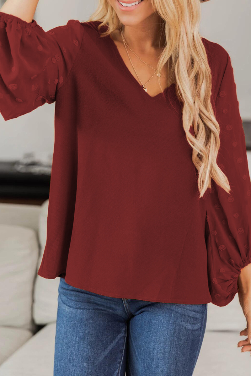 Casual Solid Split Joint V Neck Tops(6 Colors)