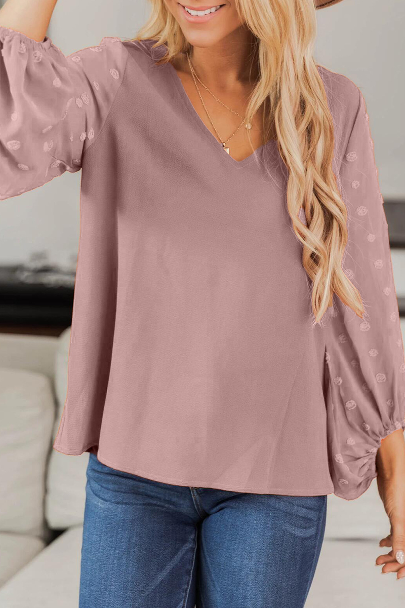 Casual Solid Split Joint V Neck Tops(6 Colors)