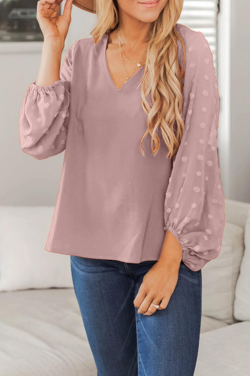 Casual Solid Split Joint V Neck Tops(6 Colors)