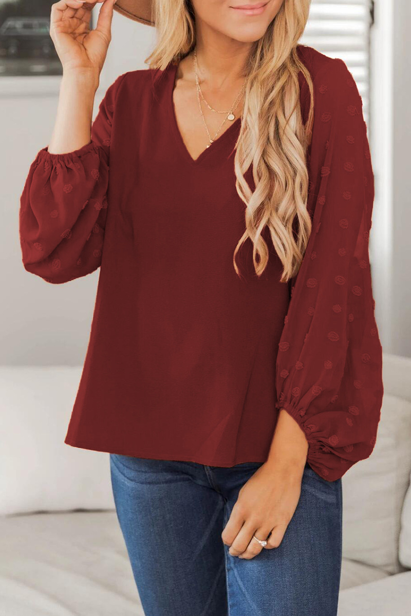 Casual Solid Split Joint V Neck Tops(6 Colors)