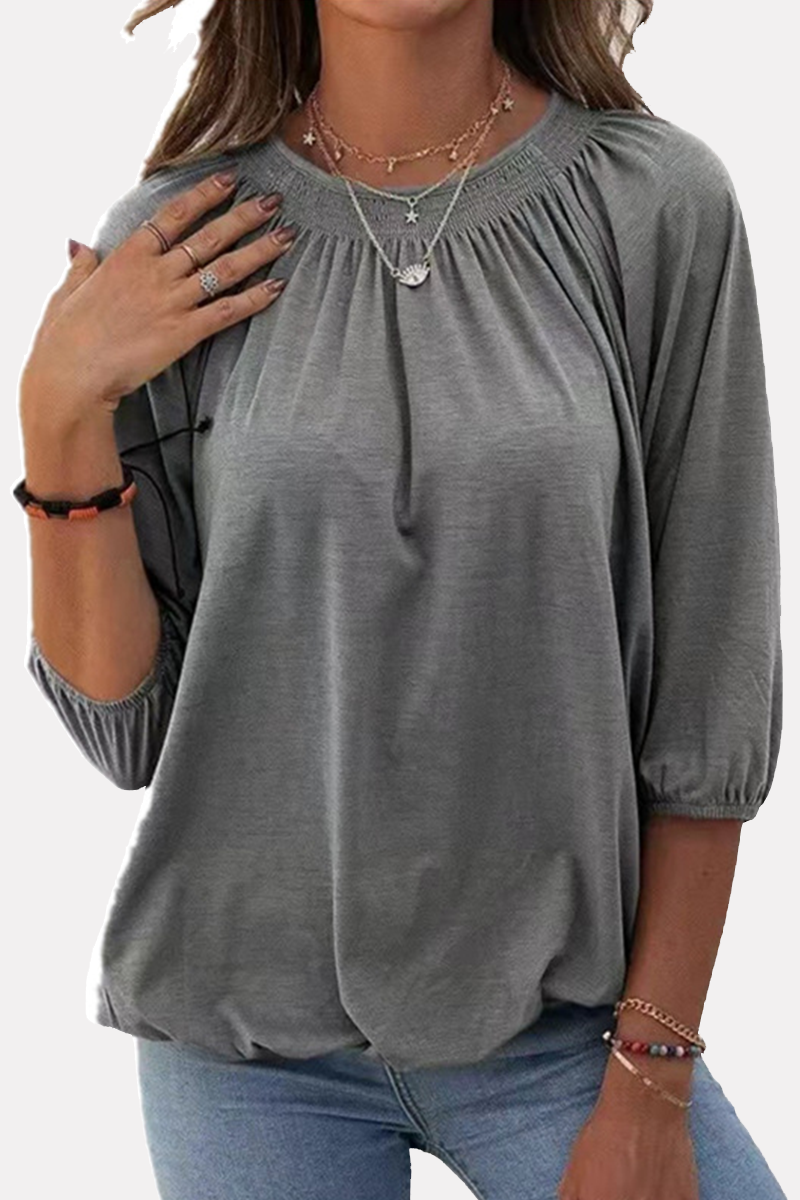 Casual Solid Split Joint Fold O Neck T-Shirts