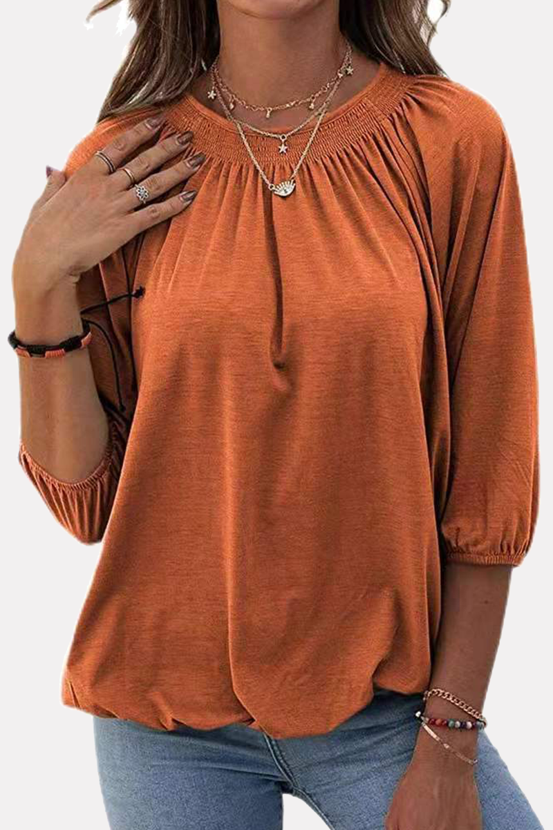 Casual Solid Split Joint Fold O Neck T-Shirts