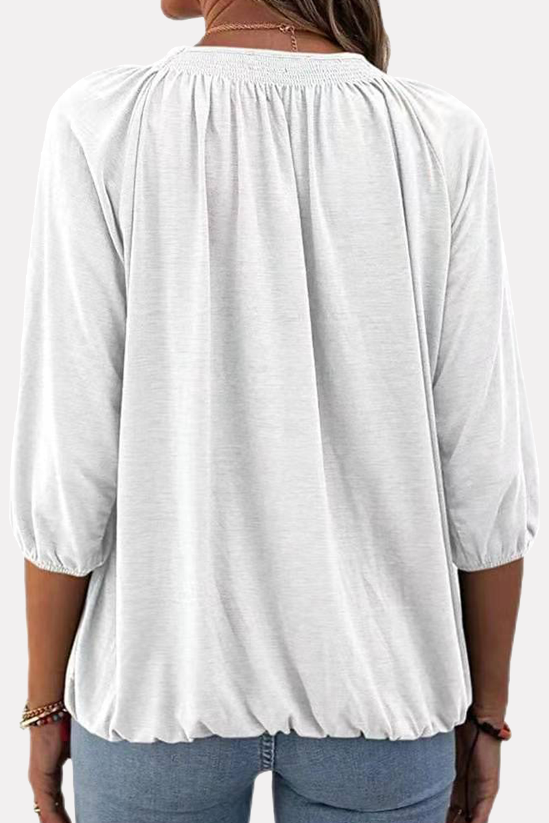 Casual Solid Split Joint Fold O Neck T-Shirts