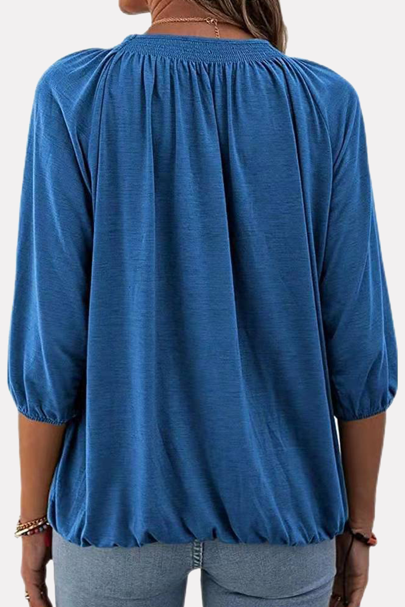 Casual Solid Split Joint Fold O Neck T-Shirts