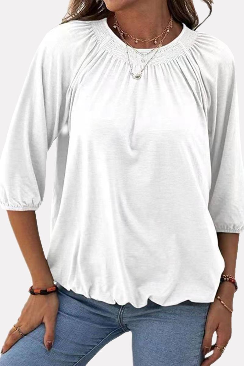 Casual Solid Split Joint Fold O Neck T-Shirts