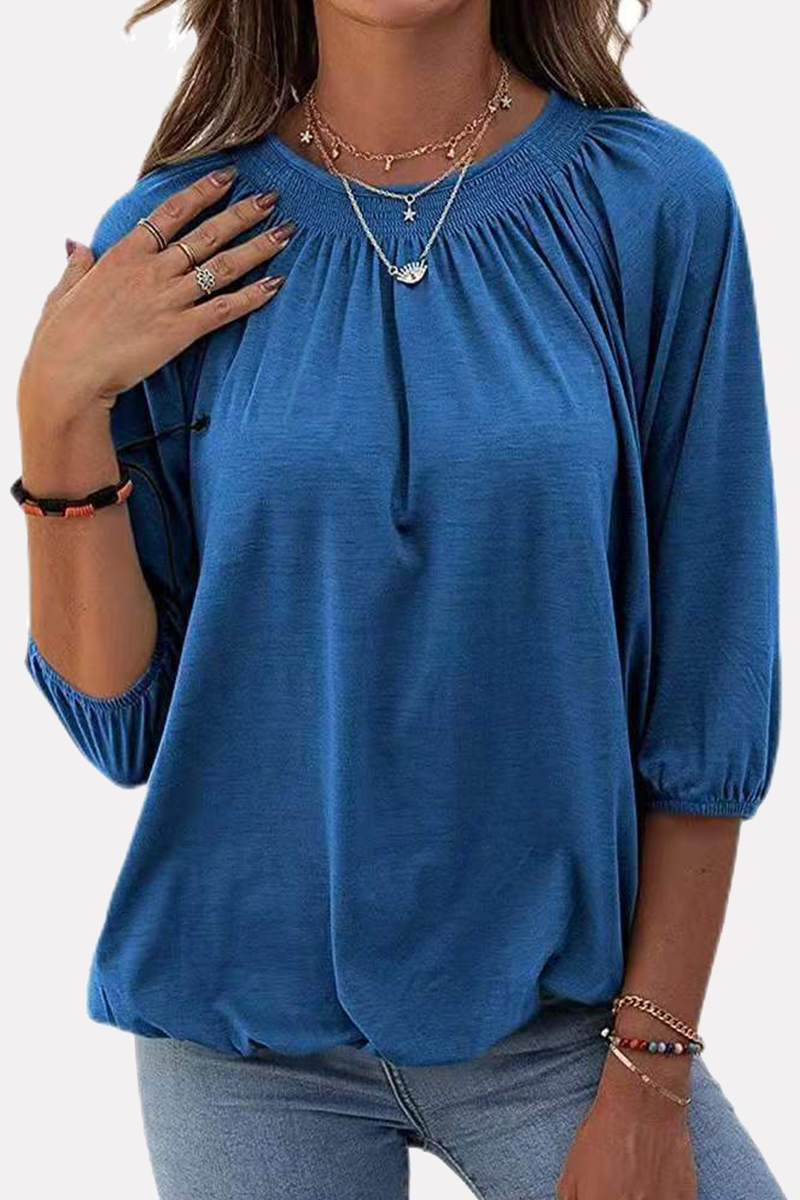 Casual Solid Split Joint Fold O Neck T-Shirts