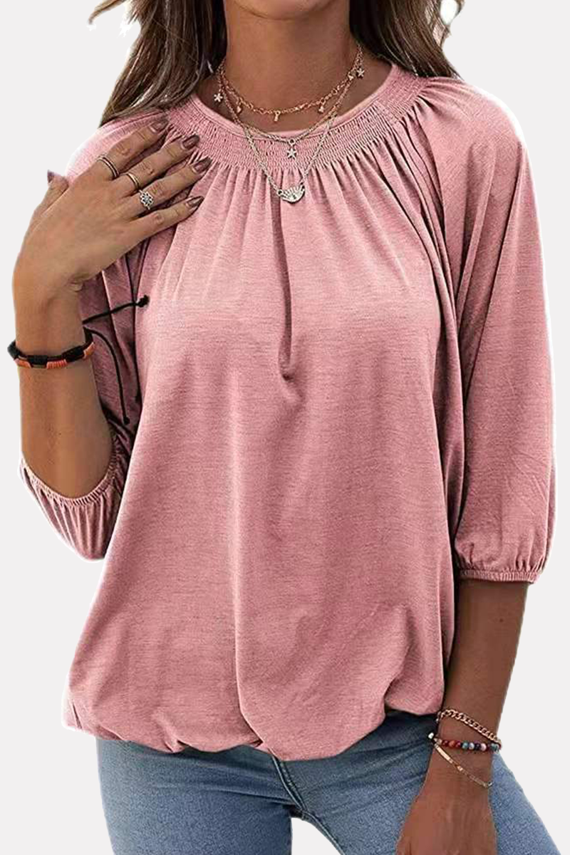 Casual Solid Split Joint Fold O Neck T-Shirts