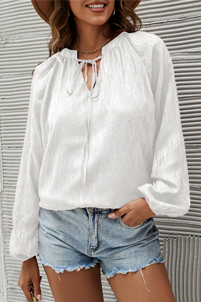 Casual Elegant Solid Split Joint Frenulum V Neck Tops