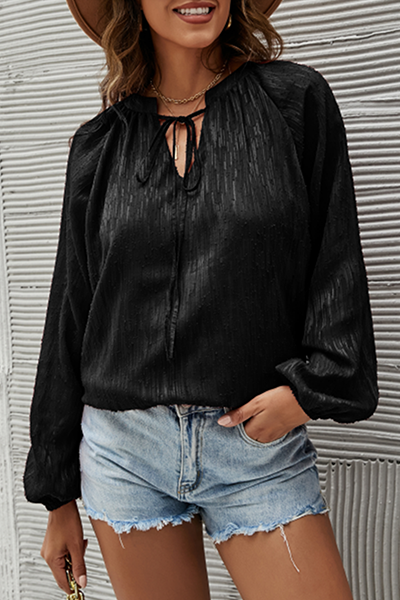 Casual Elegant Solid Split Joint Frenulum V Neck Tops