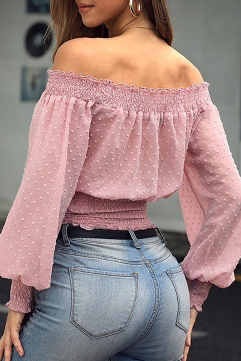 Fashion Casual Solid Split Joint Off the Shoulder Tops