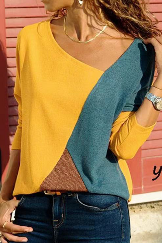 Casual Block Solid Color V Neck Tops(4 Colors)