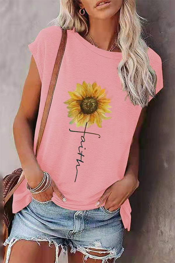 Casual Print Basic O Neck T-Shirts(6 Colors)